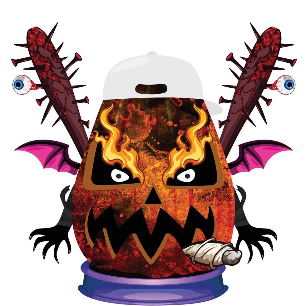 Creepy Party Halloween Pumpkin Head vector