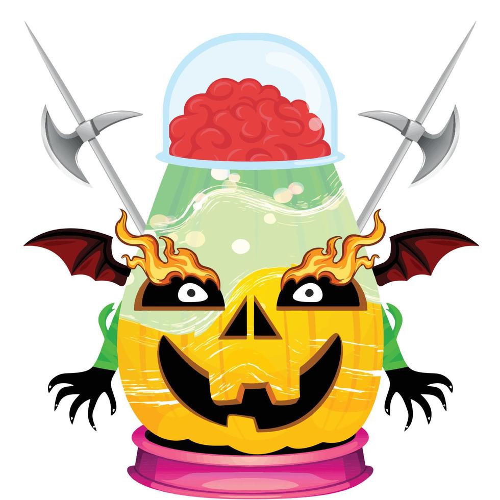 Creepy Party Halloween Pumpkin Head vector