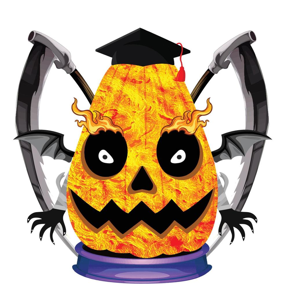Creepy Party Halloween Pumpkin Head vector