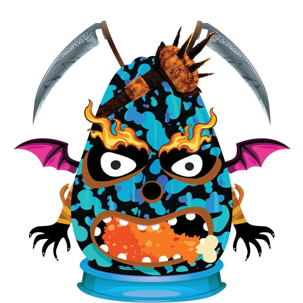 Creepy Party Halloween Pumpkin Head vector