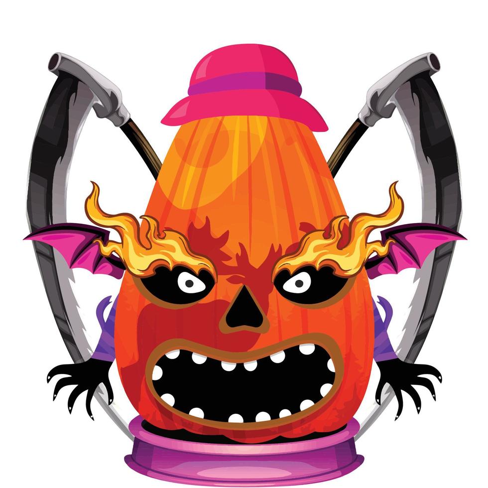 Creepy Party Halloween Pumpkin Head vector