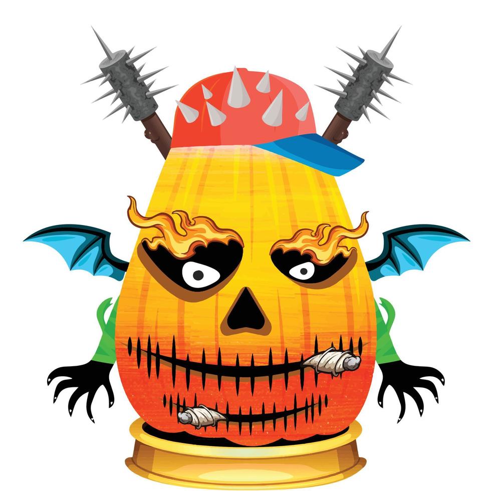 Creepy Party Halloween Pumpkin Head vector