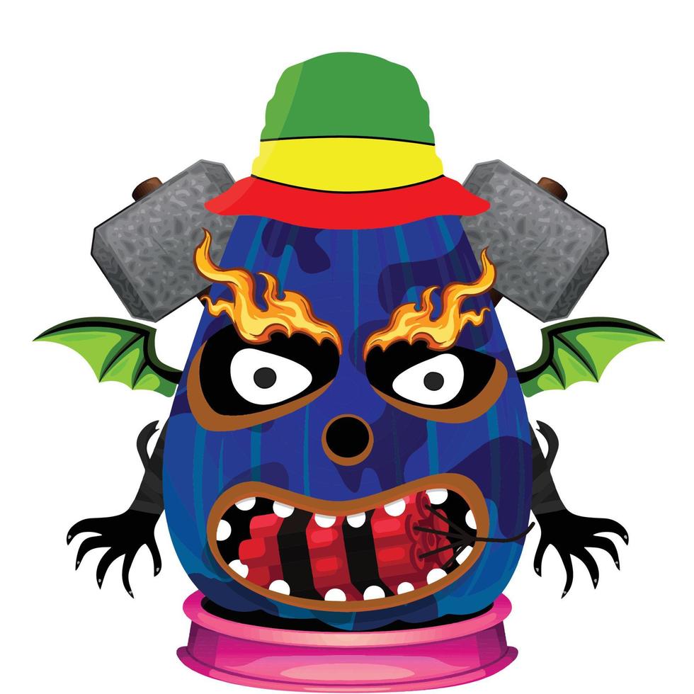 Creepy Party Halloween Pumpkin Head vector