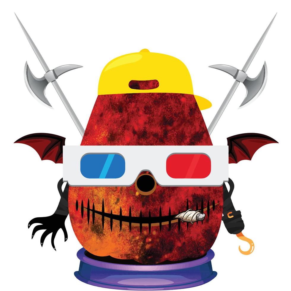 Creepy Party Halloween Pumpkin Head vector