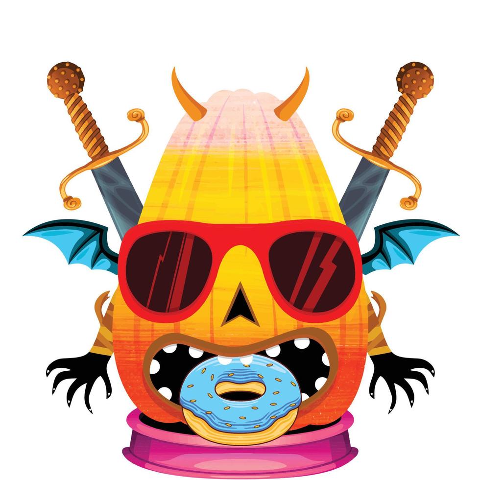 Creepy Party Halloween Pumpkin Head vector