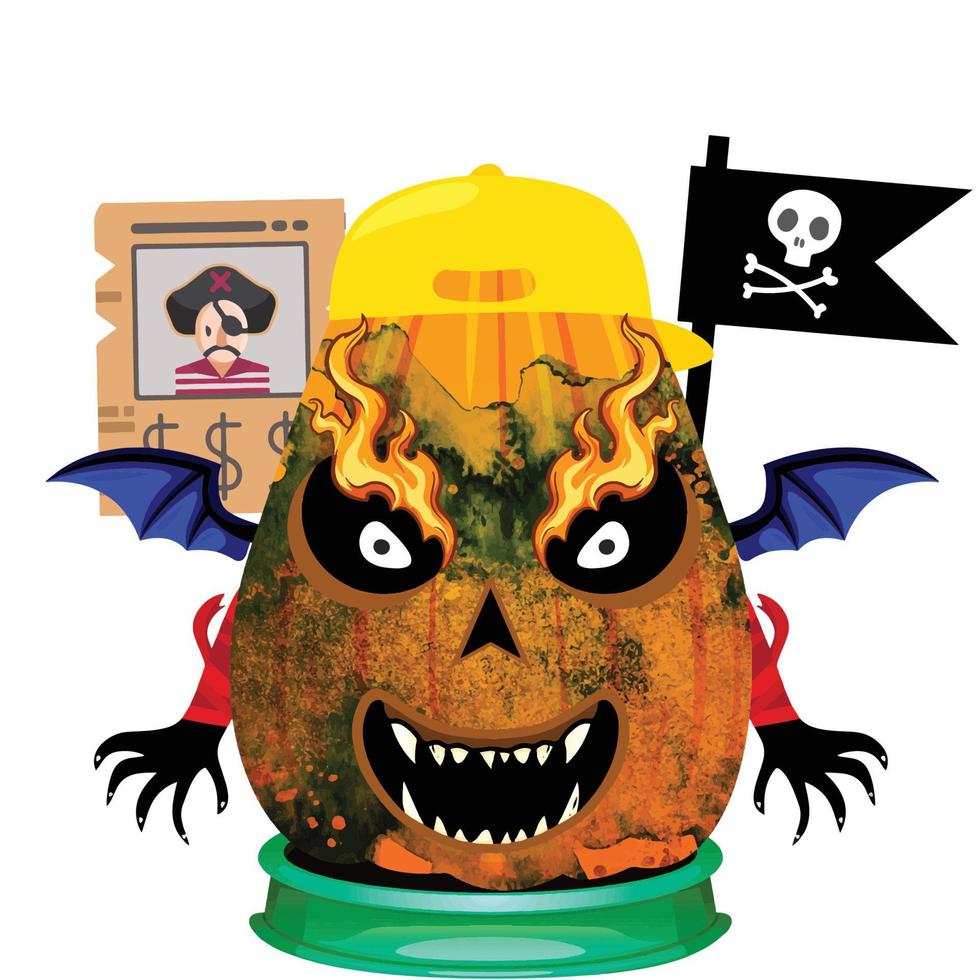 Creepy Party Halloween Pumpkin Head vector