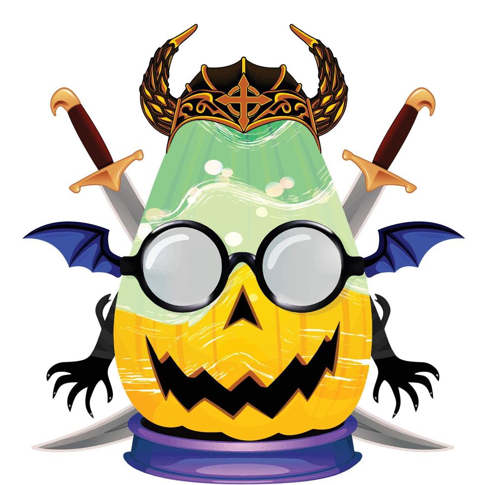 Creepy Party Halloween Pumpkin Head vector