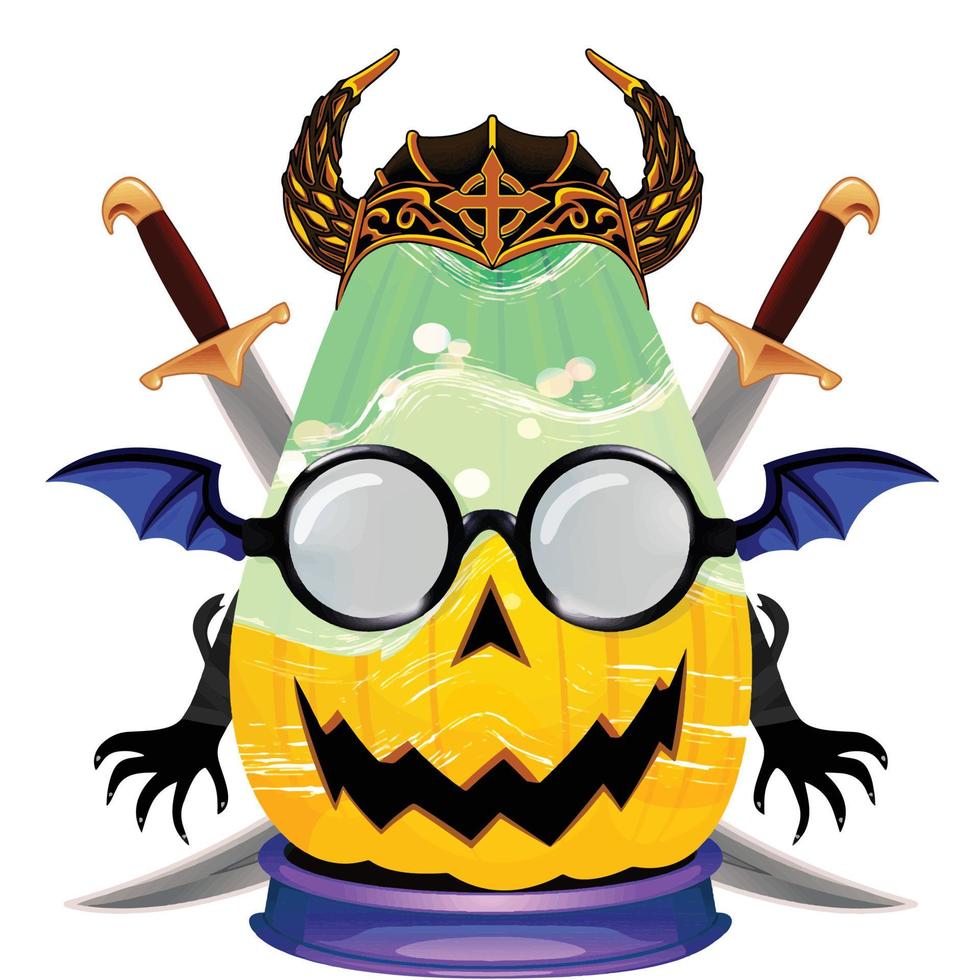 Creepy Party Halloween Pumpkin Head vector