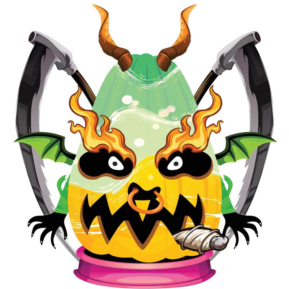 Creepy Party Halloween Pumpkin Head vector