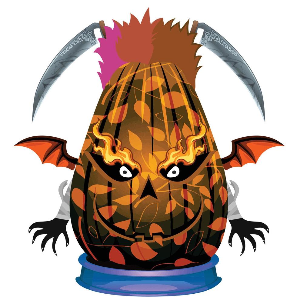 Creepy Party Halloween Pumpkin Head vector