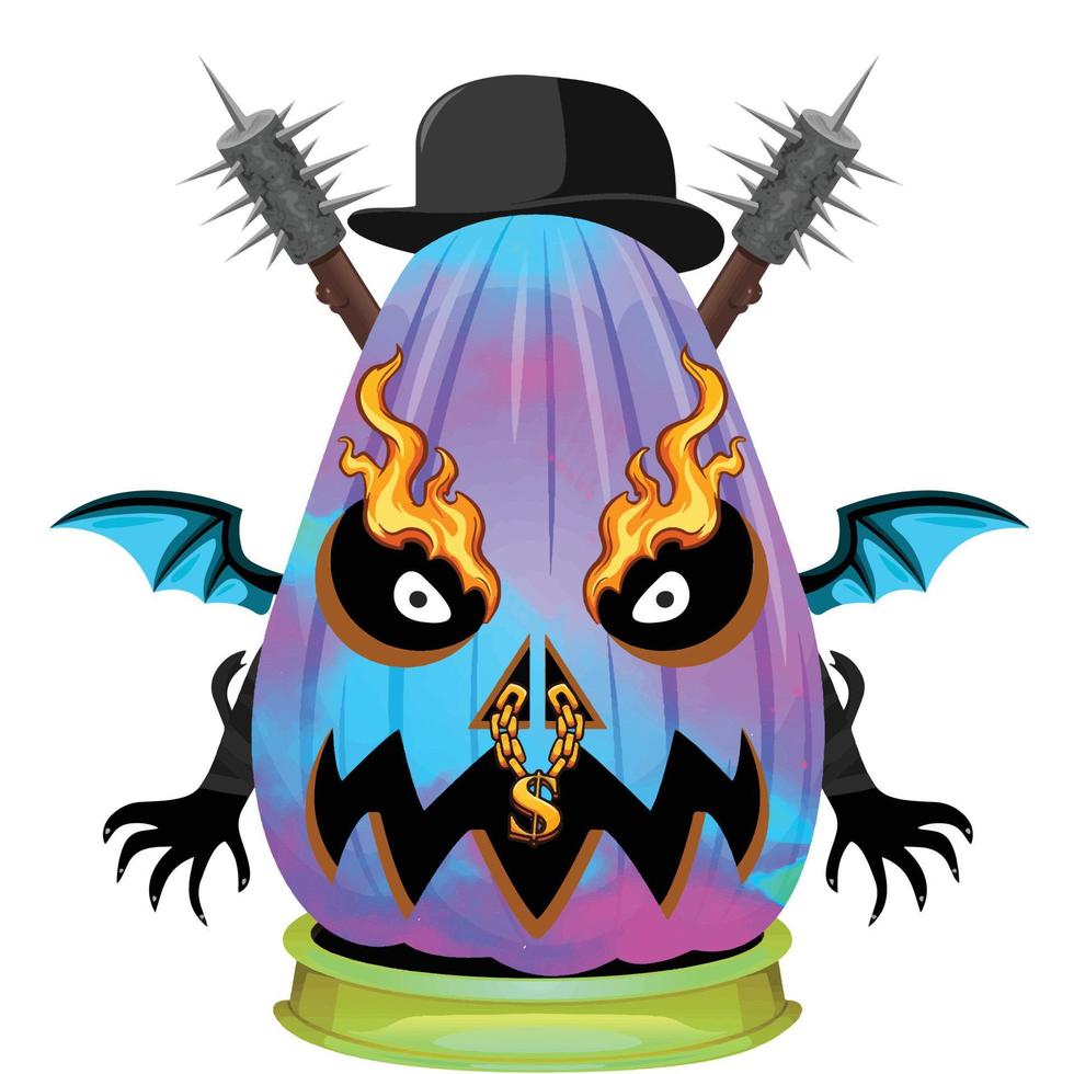 Creepy Party Halloween Pumpkin Head vector