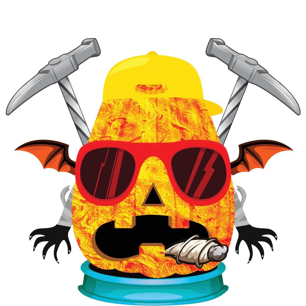 Creepy Party Halloween Pumpkin Head vector
