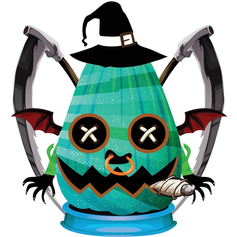 Creepy Party Halloween Pumpkin Head vector