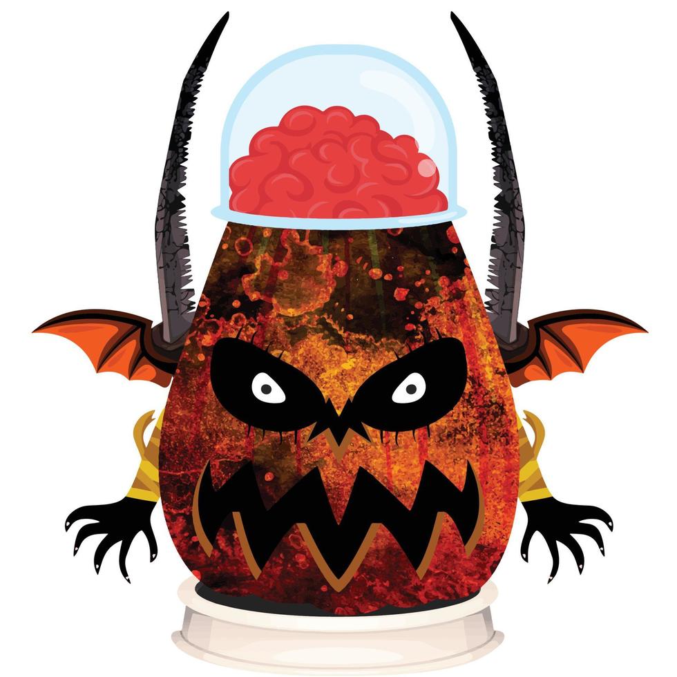 Creepy Party Halloween Pumpkin Head vector