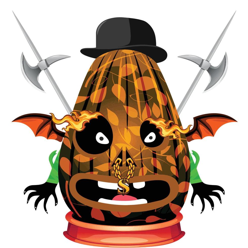 Creepy Party Halloween Pumpkin Head vector