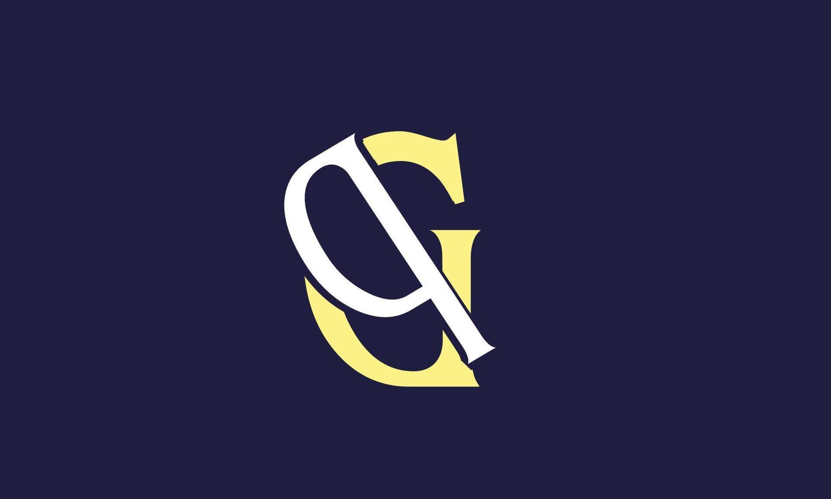 Alphabet letters Initials Monogram logo QG, GQ, Q and G vector