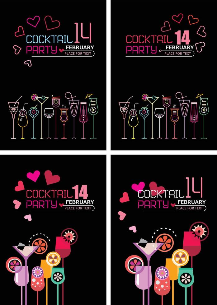 Valentine's Day Cocktail Party Poster vector