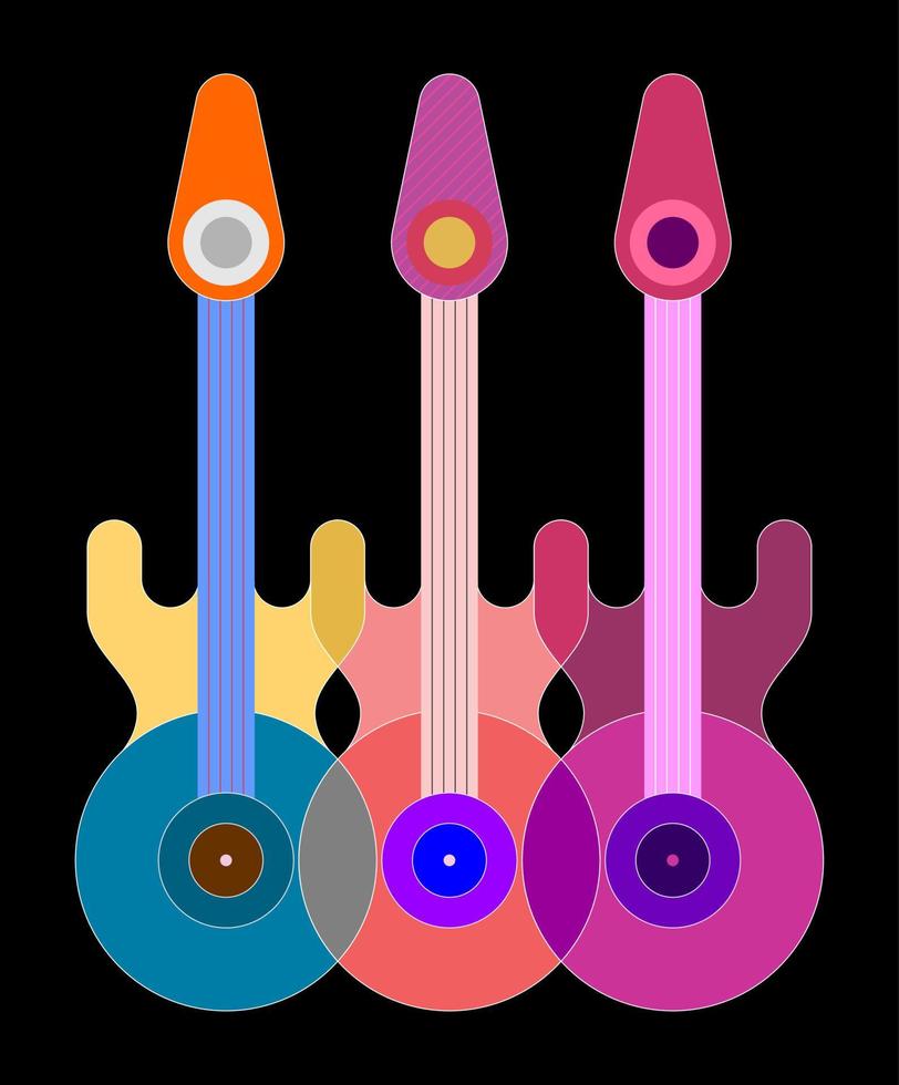 tres guitarras en un negro vector