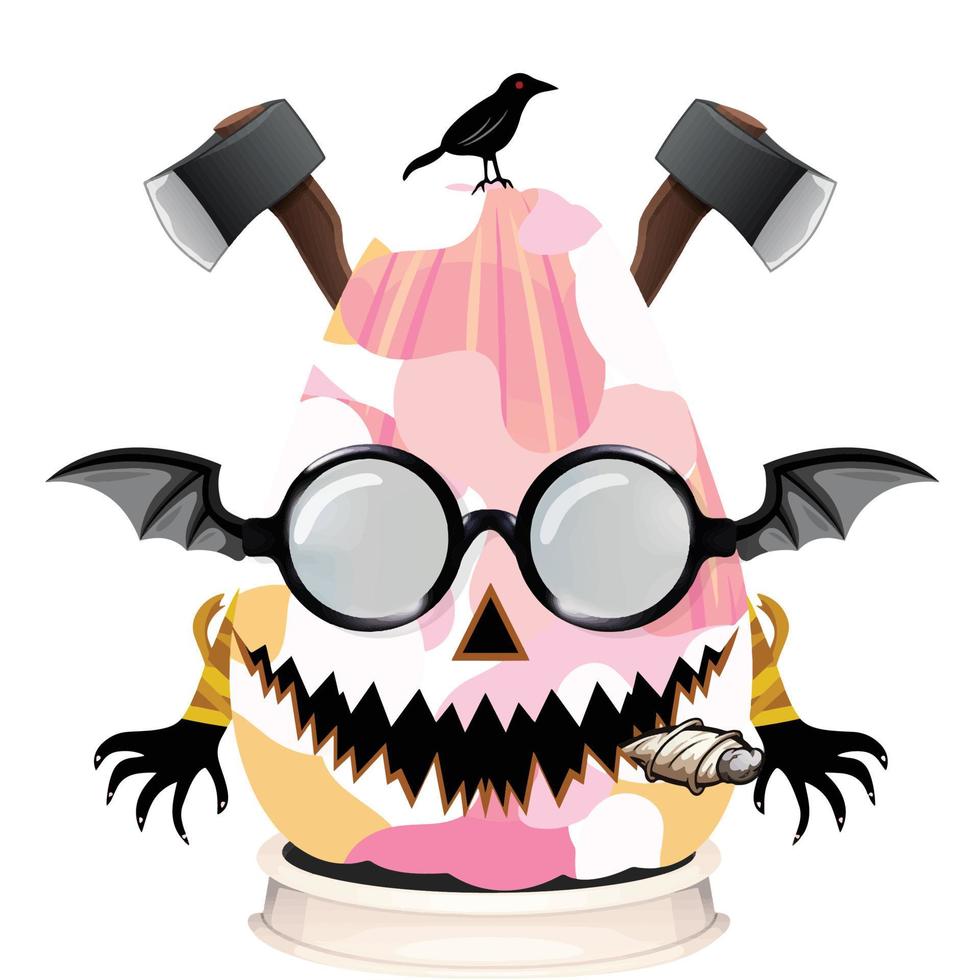 Creepy Party Halloween Pumpkin Head vector