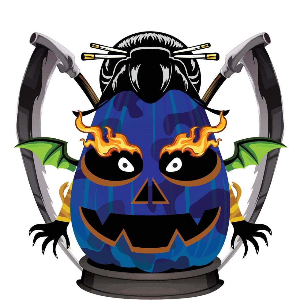 Creepy Party Halloween Pumpkin Head vector