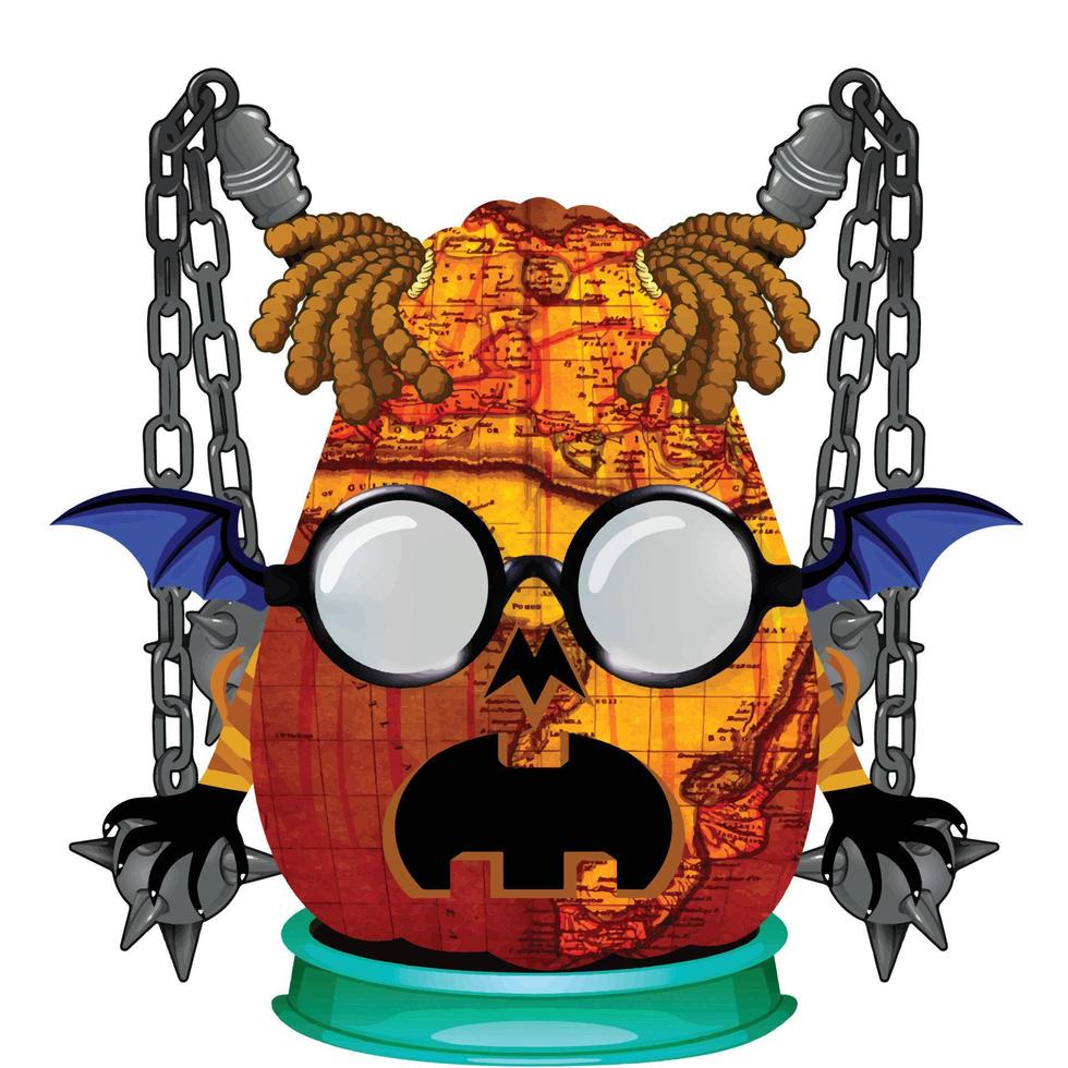 Creepy Party Halloween Pumpkin Head vector