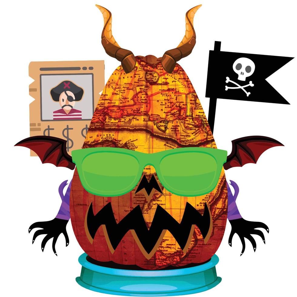 Creepy Party Halloween Pumpkin Head vector