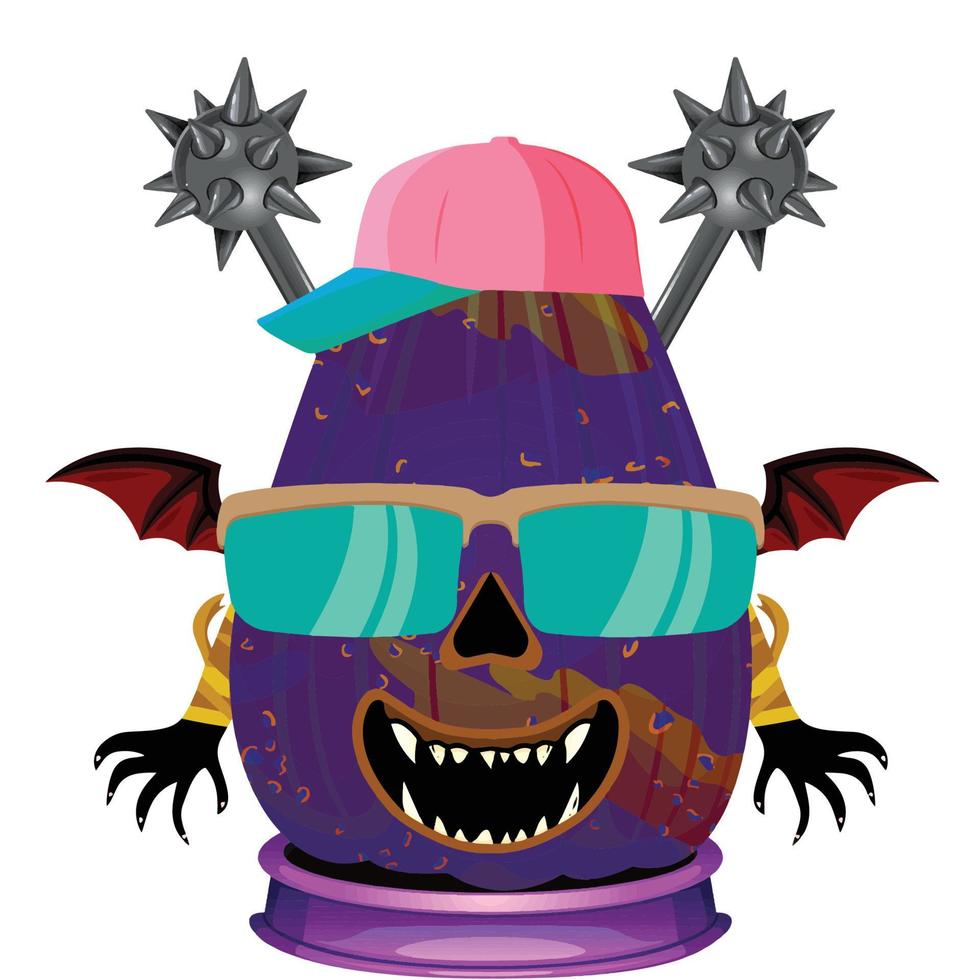 Creepy Party Halloween Pumpkin Head vector