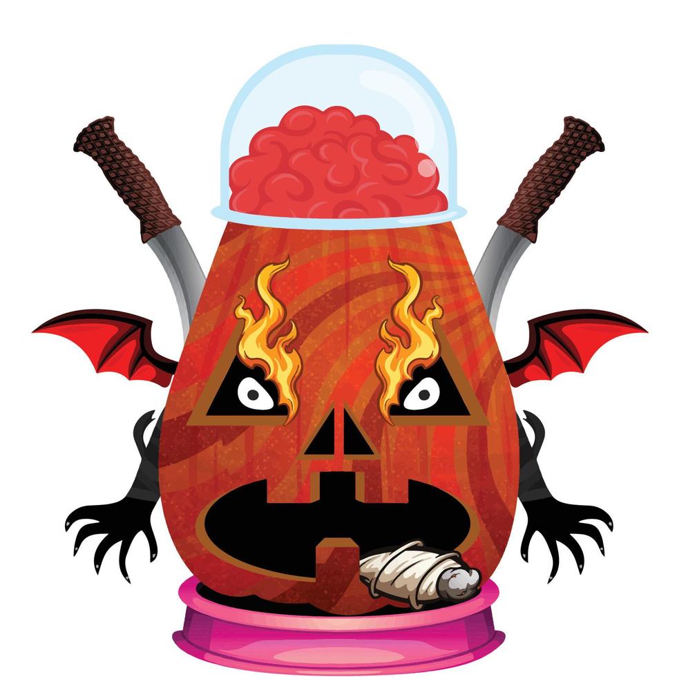 Creepy Party Halloween Pumpkin Head vector