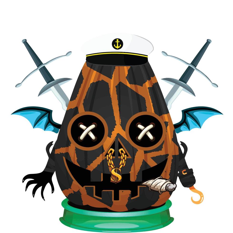 Creepy Party Halloween Pumpkin Head vector