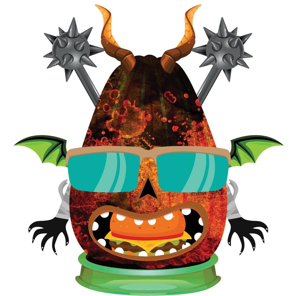 Creepy Party Halloween Pumpkin Head vector