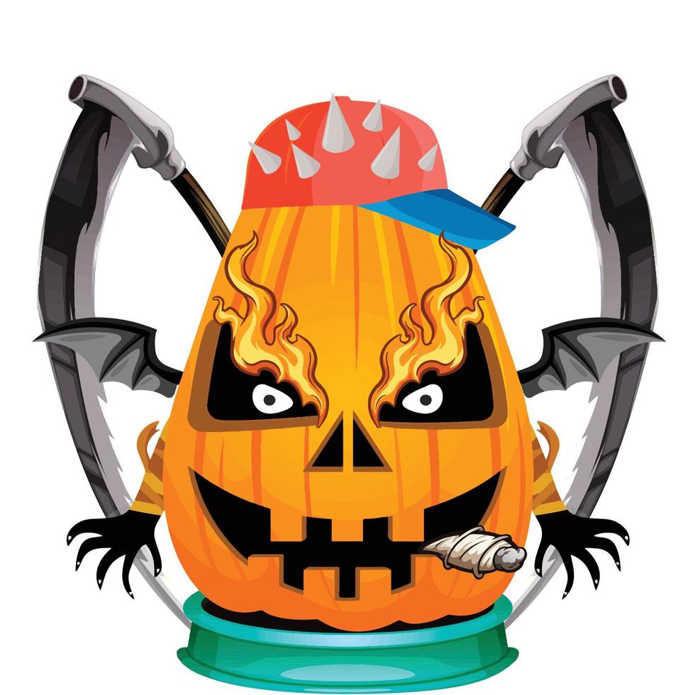 Creepy Party Halloween Pumpkin Head vector