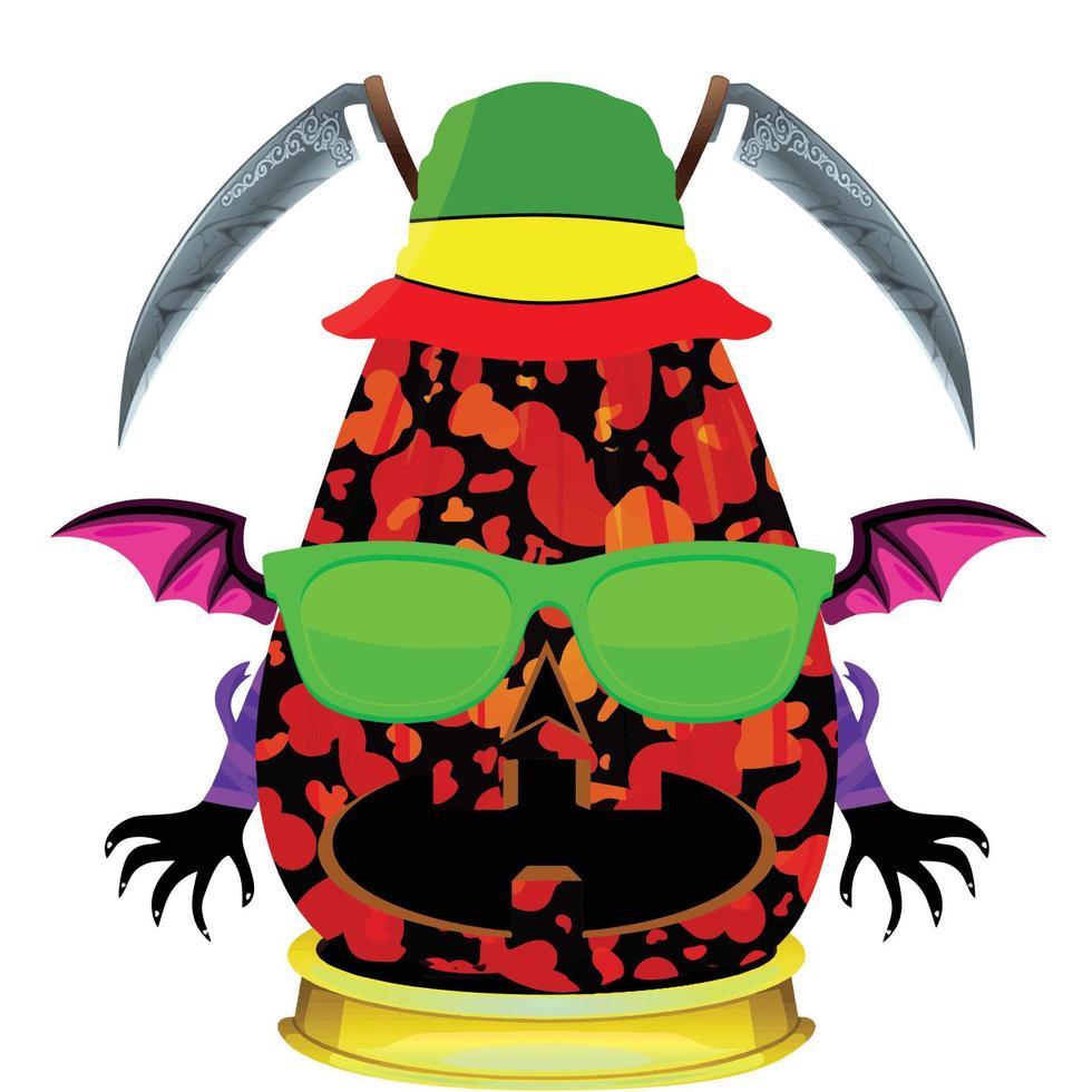 Creepy Party Halloween Pumpkin Head vector