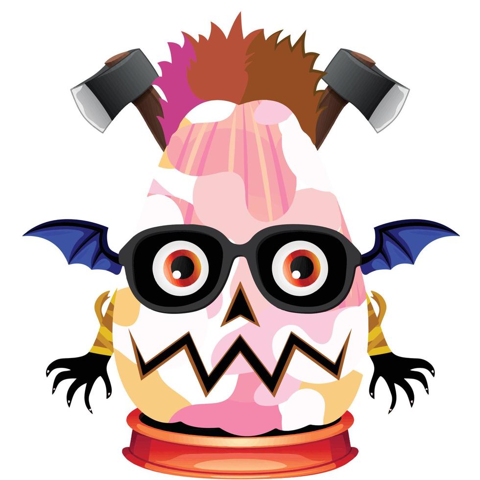 Creepy Party Halloween Pumpkin Head vector