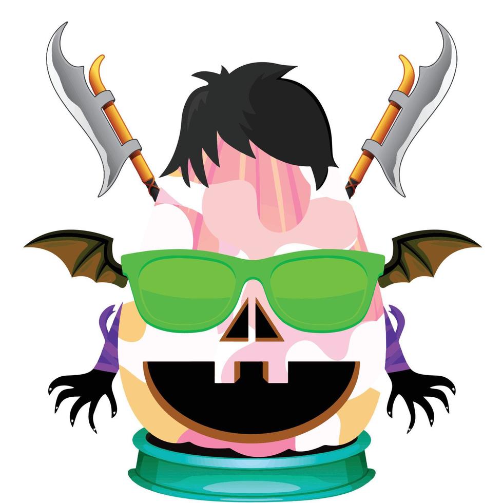 Creepy Party Halloween Pumpkin Head vector