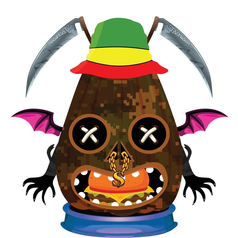 Creepy Party Halloween Pumpkin Head vector