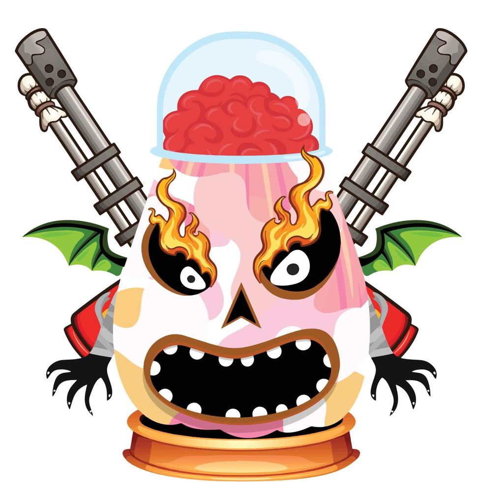Creepy Party Halloween Pumpkin Head vector