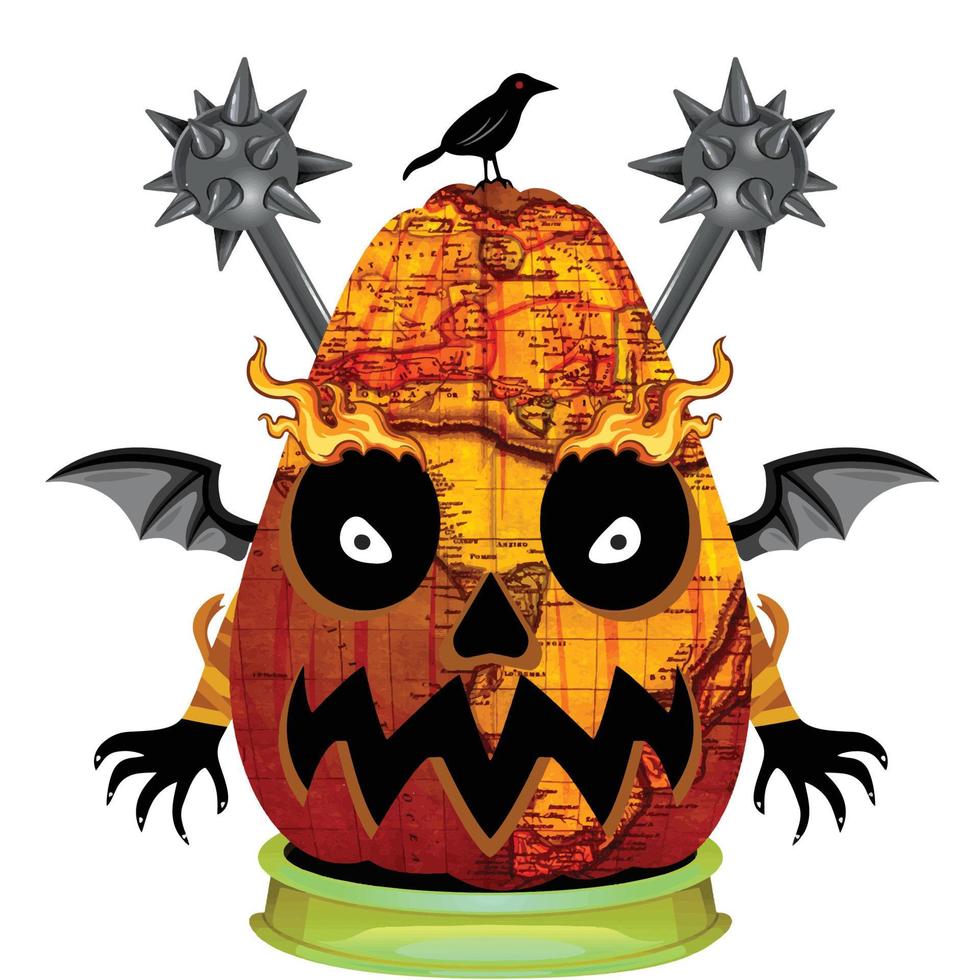 Creepy Party Halloween Pumpkin Head vector