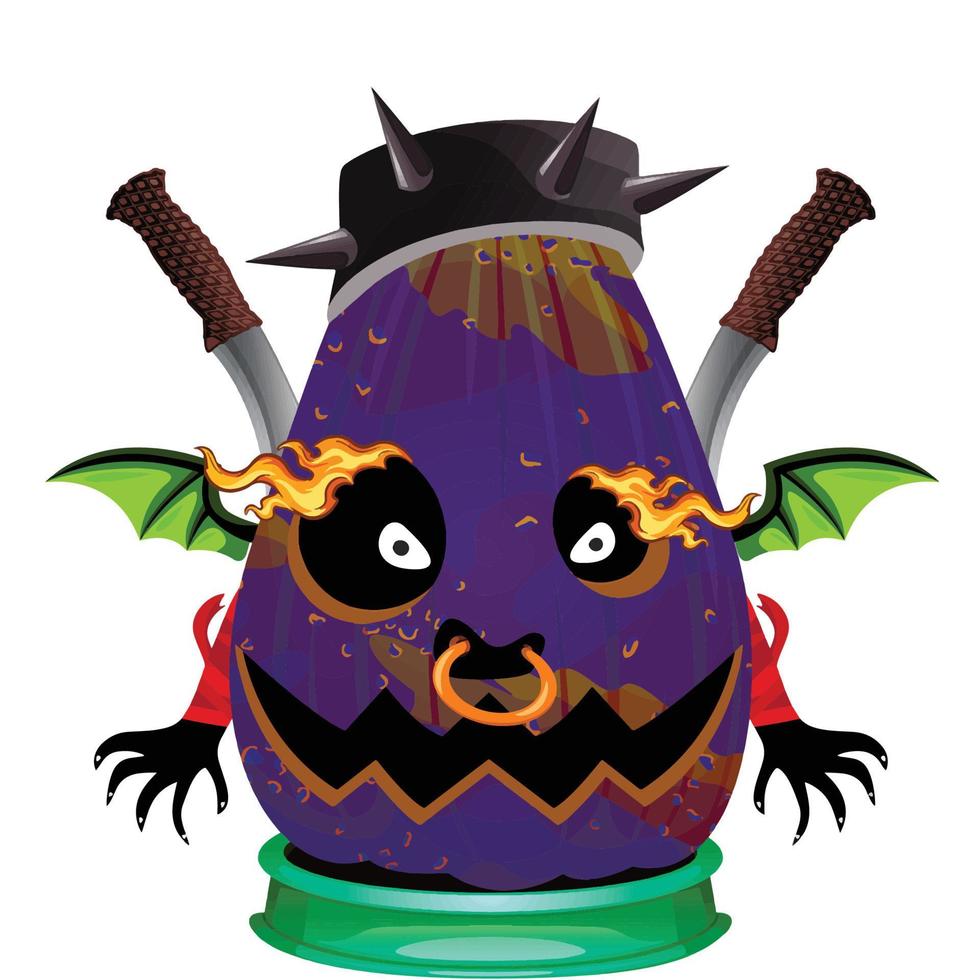 Creepy Party Halloween Pumpkin Head vector