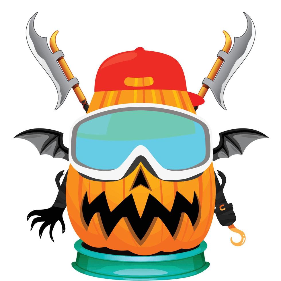 Creepy Party Halloween Pumpkin Head vector