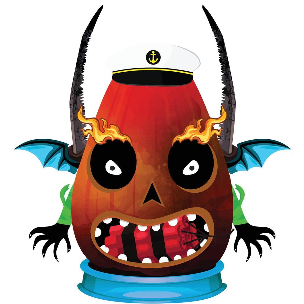 Creepy Party Halloween Pumpkin Head vector