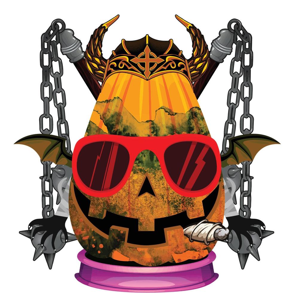 fiesta espeluznante cabeza de calabaza de halloween vector