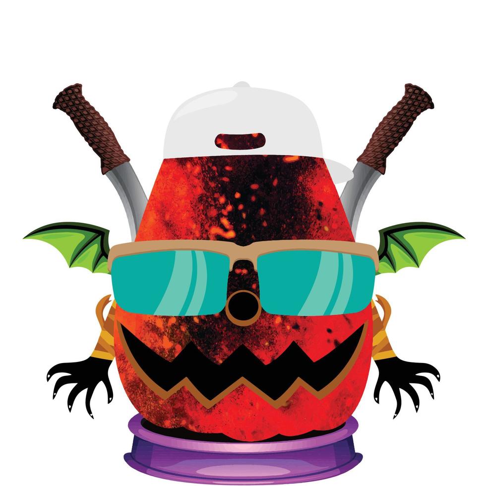 Creepy Party Halloween Pumpkin Head vector