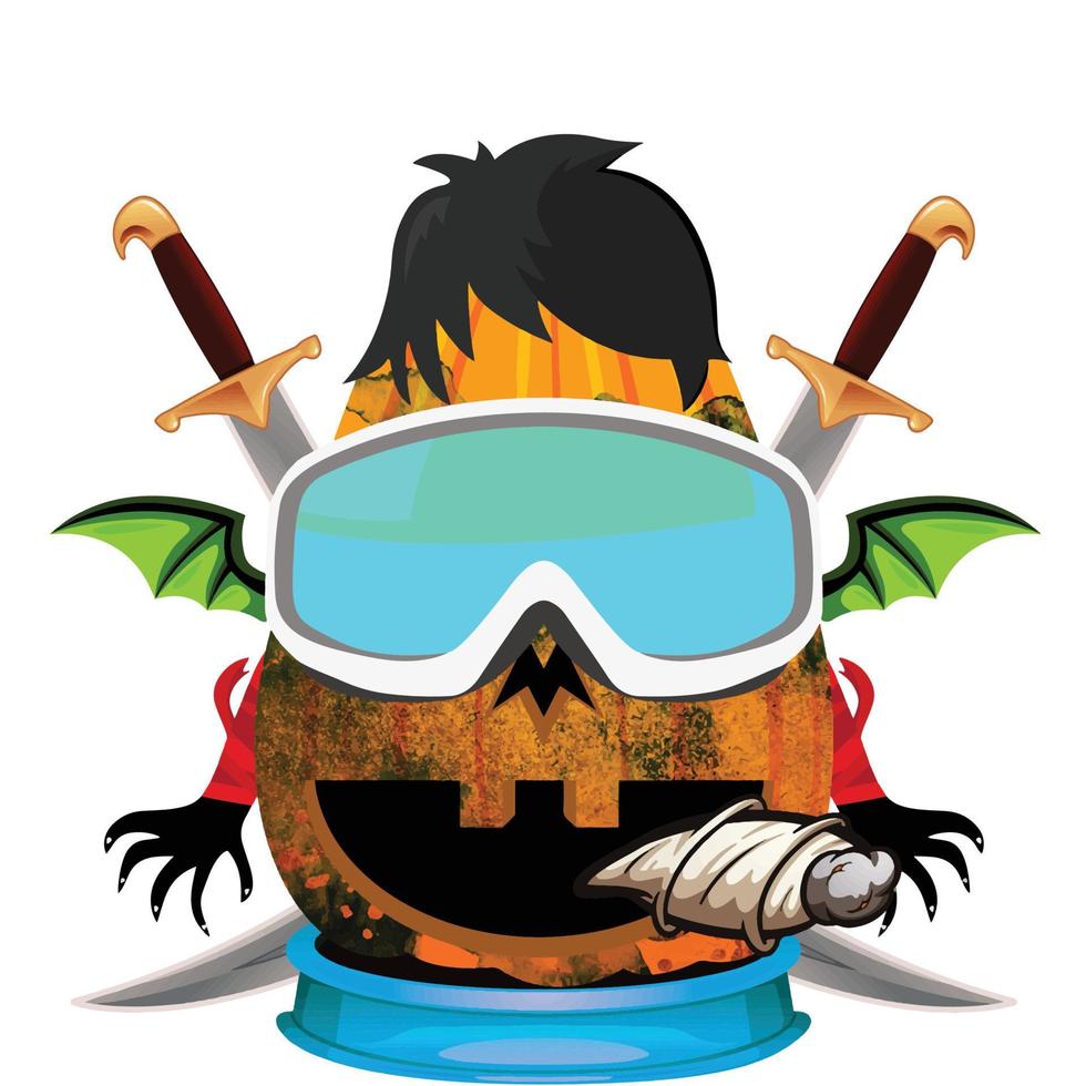 Creepy Party Halloween Pumpkin Head vector