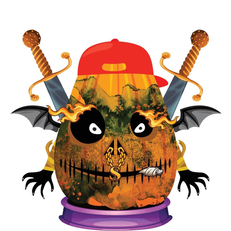 Creepy Party Halloween Pumpkin Head vector