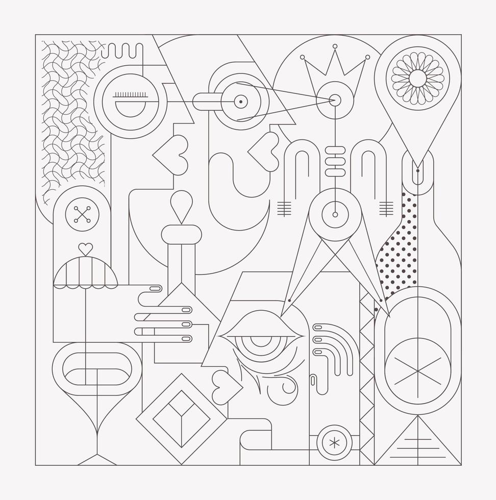 Party People line art vector illustration