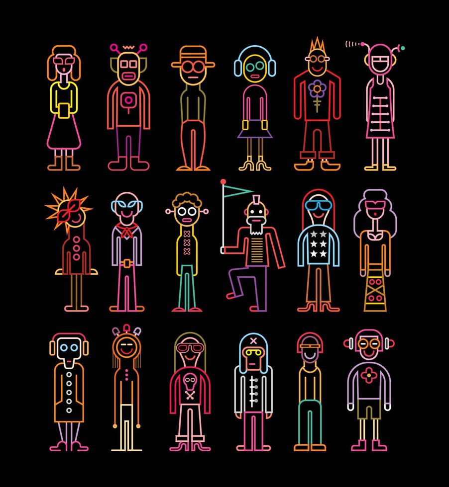 Neon People Icon Set vector