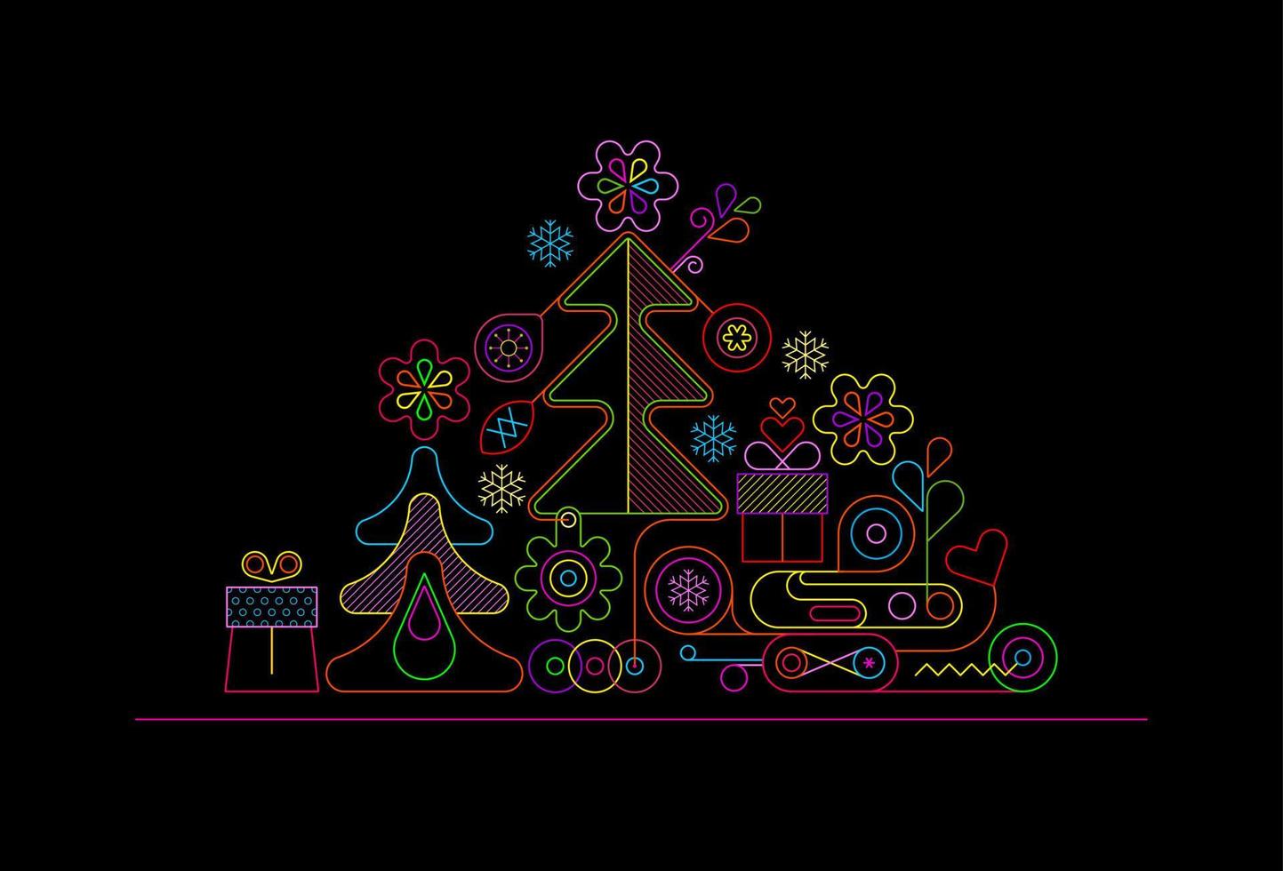 Christmas Tree Neon Design vector