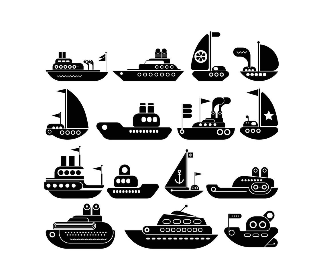 conjunto de iconos de vector de barco