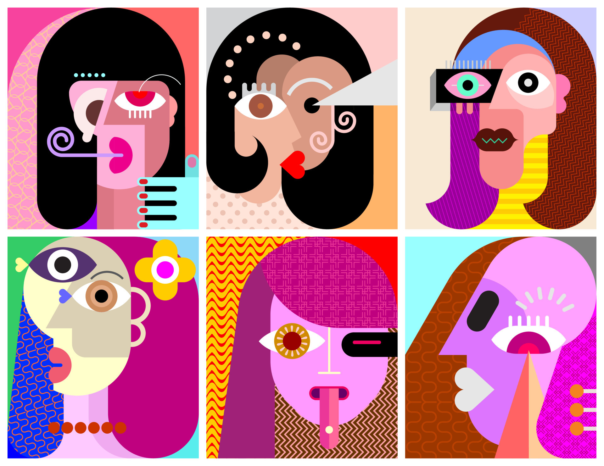 Six faces vector design 11163075 Vector Art at Vecteezy