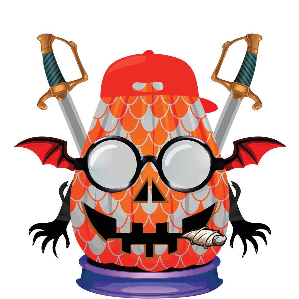 Creepy Party Halloween Pumpkin Head vector